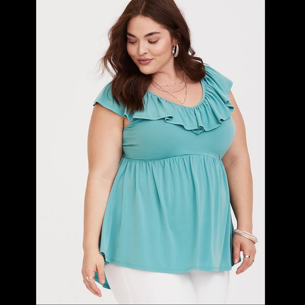 NWT Torrid Seafoam Flutter Sleeve Top 1